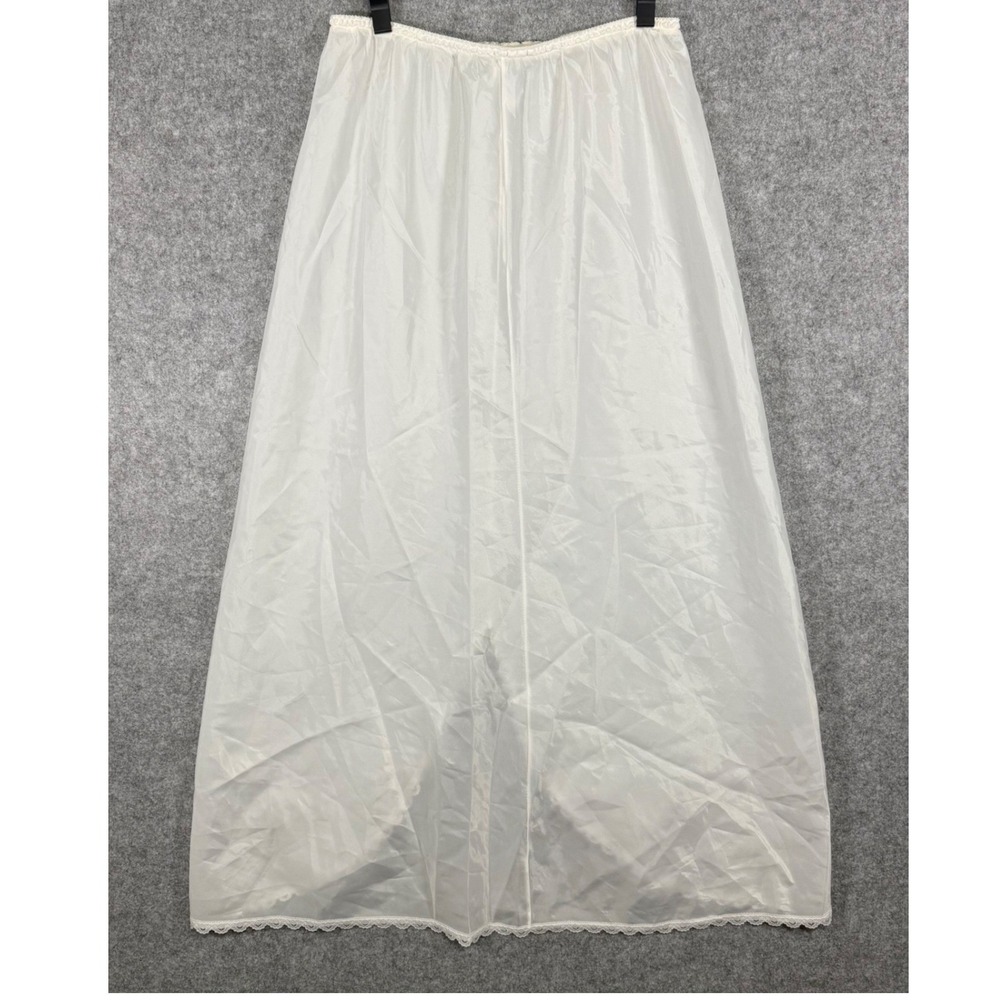 Warner's Half Slip Womens Large White Lace Trim Maxi Length Vintage 55306